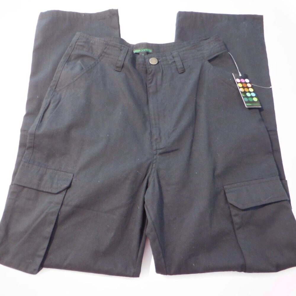 Green Goddess Black Cargo Pants Womens Size Medium Cotton NEW